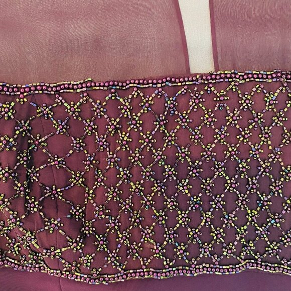 Vintage Black Tie Olga Cassini beaded cocktail dress, Size 12, wine, knee length - Picture 8 of 8